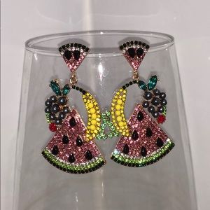 Tropical Fruit Rhinestone Earrings